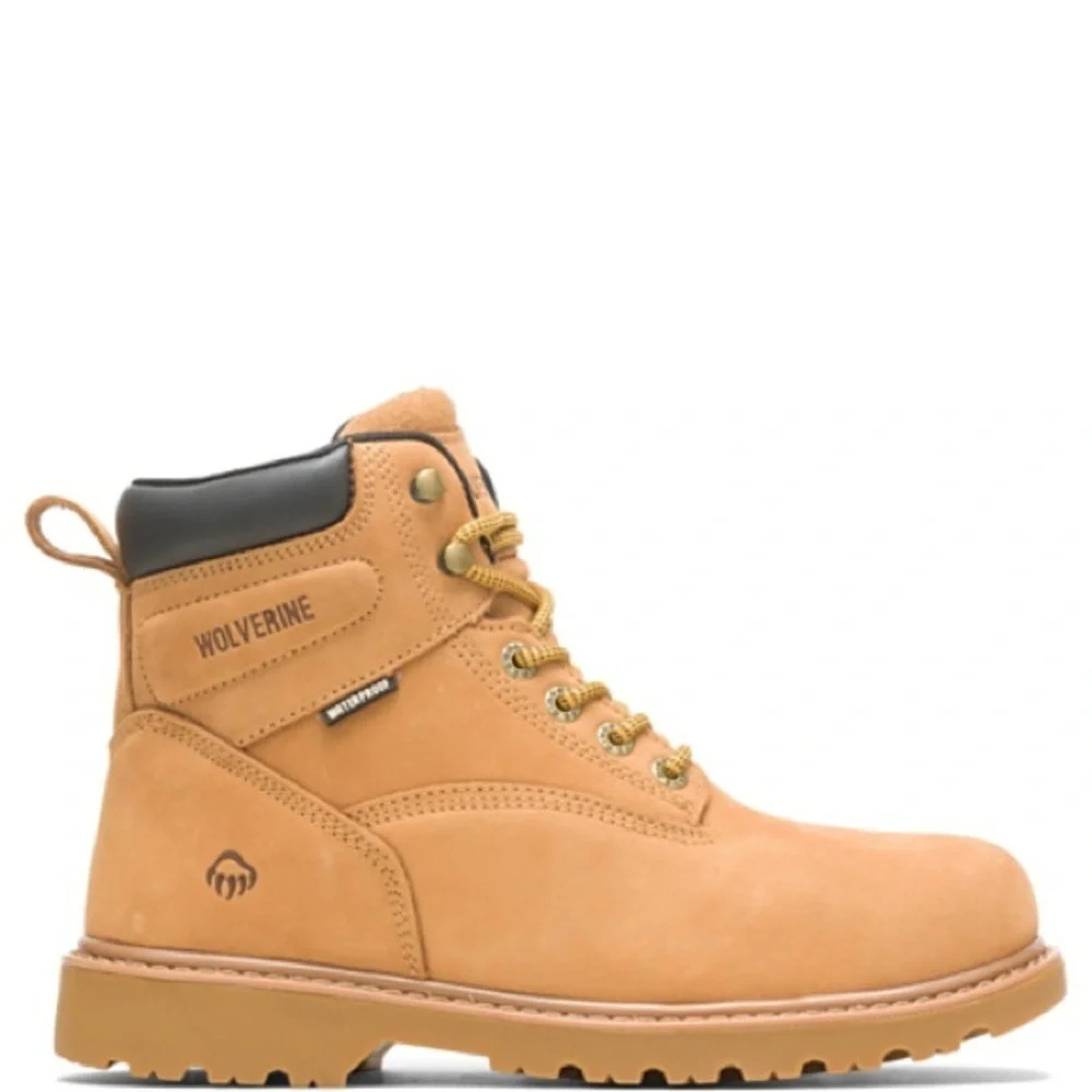 New WOLVERINE MEN'S FLOORHAND WATERPROOF 6" WORK BOOT size 12W in Wheat